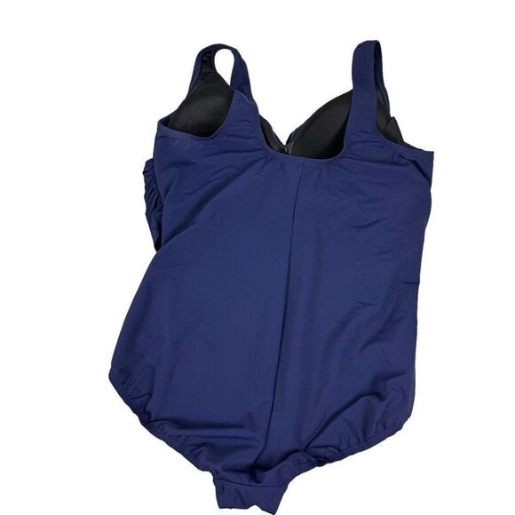 Lands End Womens Slender Suit Wrap One Piece Swimsuit Deep Sea Navy size 18W - Picture 6 of 9